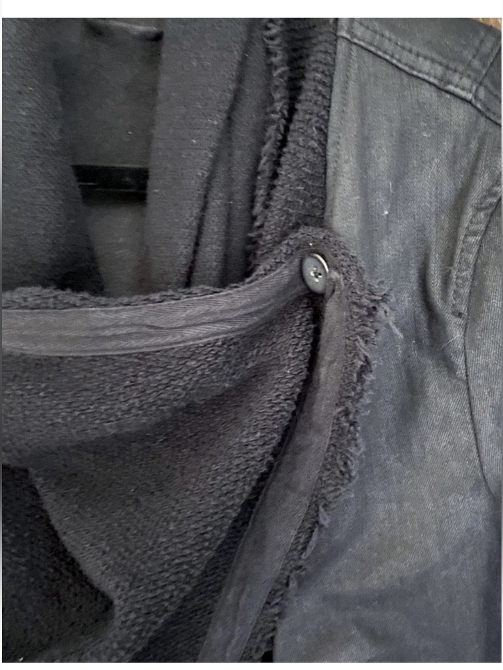 Free People Black Moto Jacket Women’s 4 Draped Knit Collar Faux Leather Biker I - Picture 12 of 17